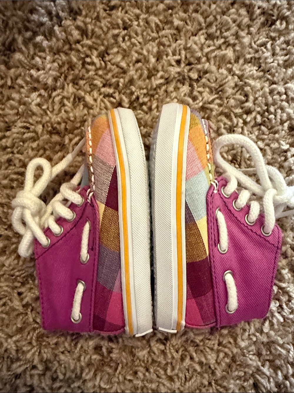 Sperry Pink Plaid baby/toddler Sneakers